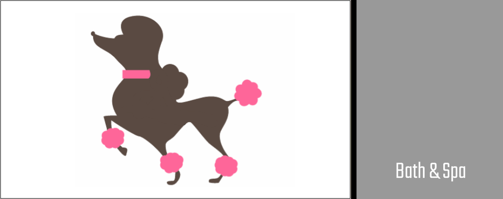 A brown dog with pink flowers on its back.